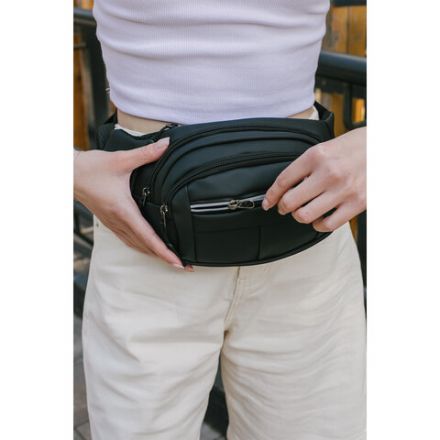 Сумка на пояс HEIKKI PROMPT (ХЕЙКИ), 2 отделения, регулируемый ремень, светоотражающие элементы, черная, 35х14х4см, 273922