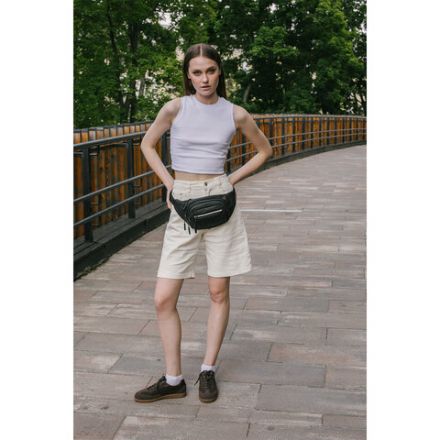 Сумка на пояс HEIKKI PROMPT (ХЕЙКИ), 2 отделения, регулируемый ремень, светоотражающие элементы, черная, 35х14х4см, 273922