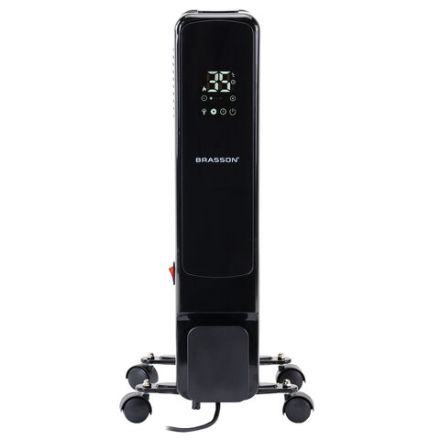 Обогреватель масляный BRASSON (БРАССОН) BOR-9 TOUCH, 9 секций, 2000 Вт, 3 режима, сенсор, пульт ДУ, черный, 457778