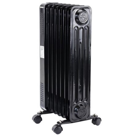 Обогреватель масляный BRASSON (БРАССОН) BOR-9 TOUCH, 9 секций, 2000 Вт, 3 режима, сенсор, пульт ДУ, черный, 457778