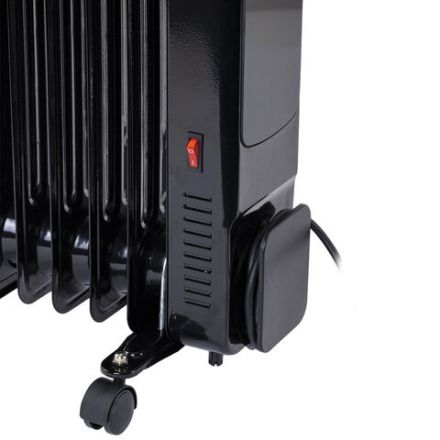 Обогреватель масляный BRASSON (БРАССОН) BOR-9 TOUCH, 9 секций, 2000 Вт, 3 режима, сенсор, пульт ДУ, черный, 457778