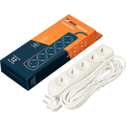 Удлинитель BigTech UTD-510-5-W (5р/5м/10А/2,2кВт/1мм2/белый)