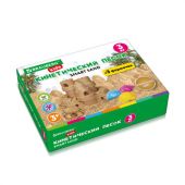 Песок для лепки кинетический, цвет песочный, 3 кг, коробка-песочница, формочки, BRAUBERG KIDS, 666008