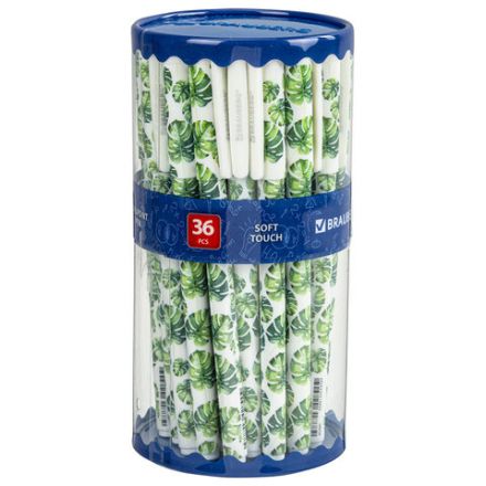 Ручка шариковая BRAUBERG SOFT TOUCH GRIP "TROPIC", СИНЯЯ, мягкое покрытие, узел 0,7 мм, 143719