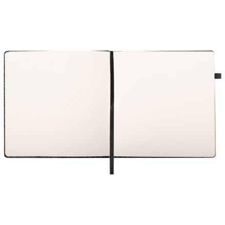 Скетчбук, слоновая кость 140 г/м2, 200х200 мм, 80 л., КОЖЗАМ, резинка, BRAUBERG ART CLASSIC, CROCO, черный, 116472