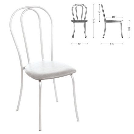 Стул для столовых, кафе, дома "Вереск", белый каркас, кожзам светло-серый, СМ7/6-05 К-05 Стул для столовых, кафе, дома "Вереск", белый каркас, кожзам светло-серый, СМ7/6-05 К-05