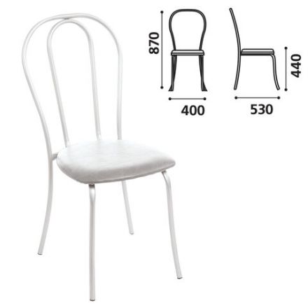 Стул для столовых, кафе, дома "Вереск", белый каркас, кожзам светло-серый, СМ7/6-05 К-05 Стул для столовых, кафе, дома "Вереск", белый каркас, кожзам светло-серый, СМ7/6-05 К-05