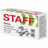 Кнопки канцелярские STAFF "Manager", металлические, никелированные, 10 мм, 50 шт., в картонной коробке, 225286 Кнопки канцелярские STAFF "Manager", металлические, никелированные, 10 мм, 50 шт., в картонной коробке, 225286