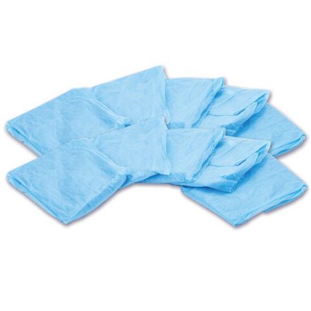 Халат одноразовый голубой на липучках КОМПЛЕКТ 10 шт., XXL, 56-58 размер, 110 см, рукав на резинке, 20 г/м2 СНАБЛАЙН