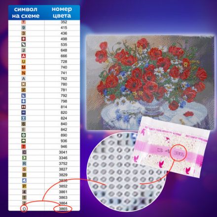 Картина стразами (алмазная мозаика), 40х50 см, ОСТРОВ СОКРОВИЩ "Маки", на подрамнике, 663871