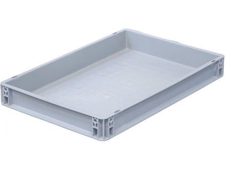 Ящик п/э 600х400х75 сплошной, усиленное дно, цв. серый