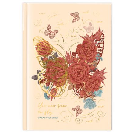 Ежедневник недатированный А5 (145х215 мм), ламинированная обложка с фольгой, 128 л., STAFF, "Butterfly", 113524