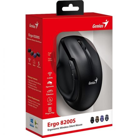 Мышь компьютерная Genius Ergo 8200S Black беспроводная