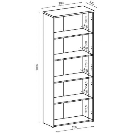 Стеллаж Стиль 2Ш.005 высокий 790x370x1960 New дуб Стеллаж Стиль 2Ш.005 высокий 790x370x1960 New дуб