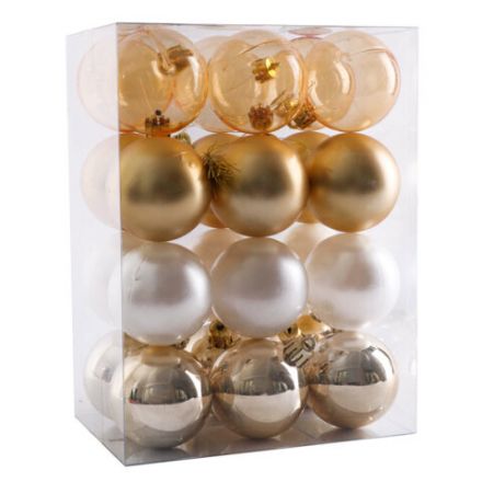 Шары ёлочные 24 шт., 5 см, "Eden Colors", пластик, цвет: золотистый/жемчужный, ЗОЛОТАЯ СКАЗКА, 591976
