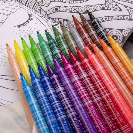 Фломастеры BRAUBERG "PREMIUM", 24 цвета, КОРПУС С ПЕЧАТЬЮ, вентилируемый колпачок, ПВХ-упаковка с европодвесом, 151944