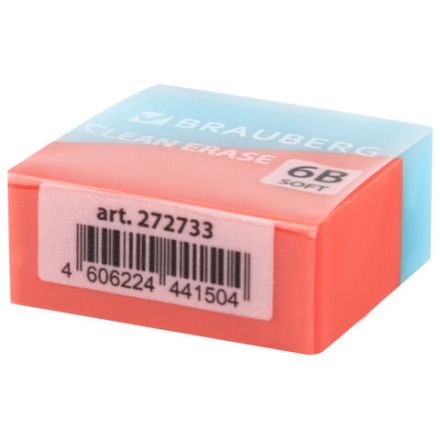 Ластик BRAUBERG "PASTEL COLOR DUO", 34х34х14 мм, квадратный, экологичный ПВХ, ассорти, 272733
