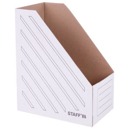 Лоток вертикальный для бумаг (260х320 мм), увеличенная ширина 150 мм, до 1400 листов, микрогофрокартон, STAFF, БЕЛЫЙ, 128884