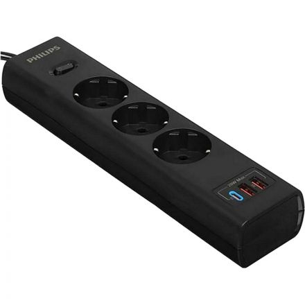 Сетевой фильтр Philips CHP4336BB/51 3р/3м с USB, 10А, черный