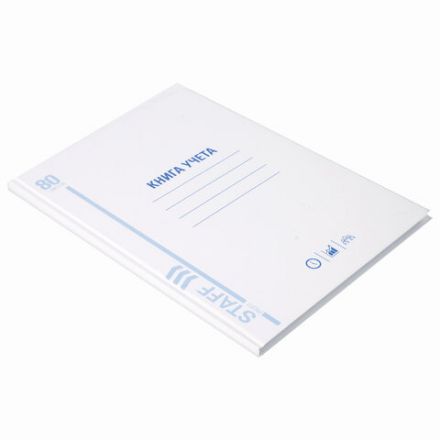 Книга учета 80 л., клетка, твердая, глянцевая, блок офсет, А4 210х265 мм, STAFF, 130071