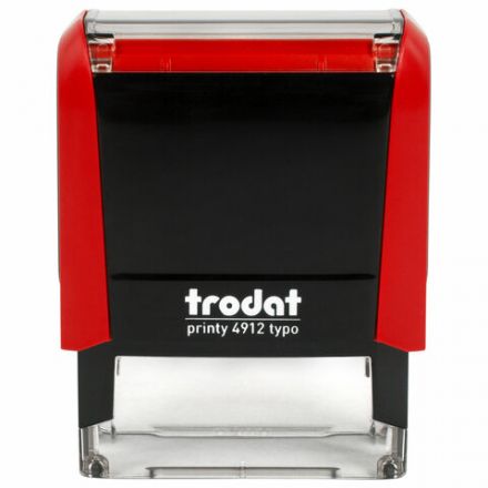 Штамп самонаборный 4-стр., 47х18 мм, синий, TRODAT 4912P4/DB, корпус КРАСНЫЙ, КАССЫ В КОМПЛЕКТЕ, 43218