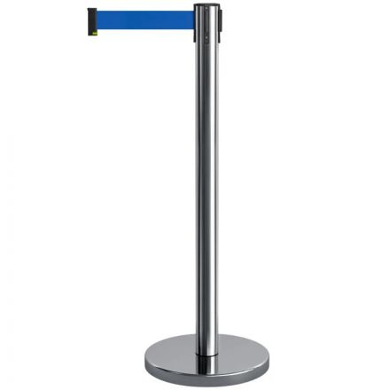 Стойка ограждения Alt с вытяжной лентой 5м сталь нерж.полированная синий