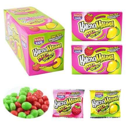 Жевательные конфеты "Кисломания дабл фрукт" малина и манго, 14 г, КАНДИ КЛАБ, CHW042-3 Жевательные конфеты "Кисломания дабл фрукт" малина и манго, 14 г, КАНДИ КЛАБ, CHW042-3