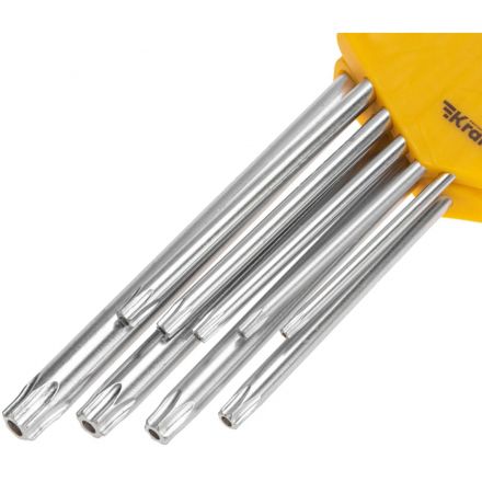 Набор ключей имбус.Tamper-Torx KRANZ 9шт ТТ10-50 закал. удл ник. KR-12-5221