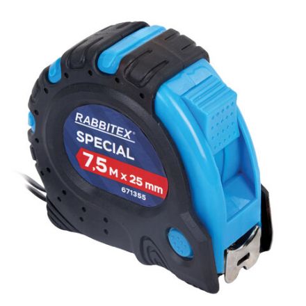 Рулетка измерительная 7,5 м х 25 мм, обрезиненный корпус, 3 фиксатора, RABBITEX (РАББИТЕКС) Special, 671355