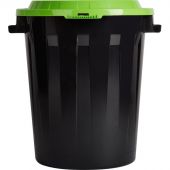 Бак для отходов 90л пластик черный, с зеленой крышкой_СПБ