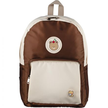 Рюкзак №1School  бежевый эмблема мишка