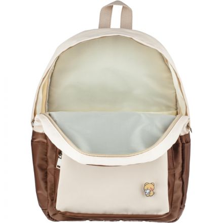 Рюкзак №1School  бежевый эмблема мишка