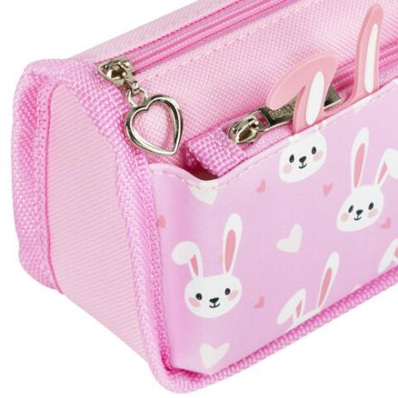 Пенал мягкий ЮНЛАНДИЯ, 2 отделения, полиэстер, "Bunnies", розовый, 21х9х6 см, 272346