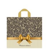 Пакет с петлевой ручкой ПВД, 34х40 см, "Бежевый узор", 70 мкм, н00128915