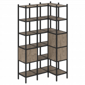 Loft Угловой внутренний стеллаж наборный VR.L-35 Тиквуд тёмный/Чёрный металл 1278*862*2280 Loft Угловой внутренний стеллаж наборный VR.L-35 Тиквуд тёмный/Чёрный металл 1278*862*2280