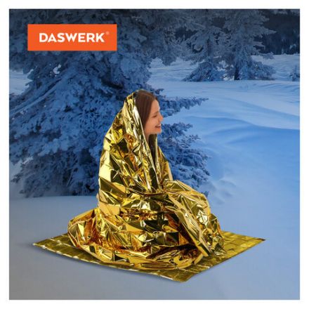 Термоодеяло/покрывало изотермическое серебро/золото спасательное 160х210 см, DASWERK (ДАСВЕРК), 630841