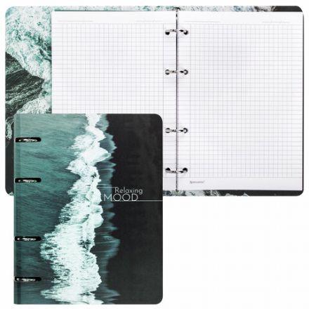 Тетрадь на кольцах А5 160х212 мм, 120 листов, картон, матовая ламинация, клетка, BRAUBERG, "Relax", 404725