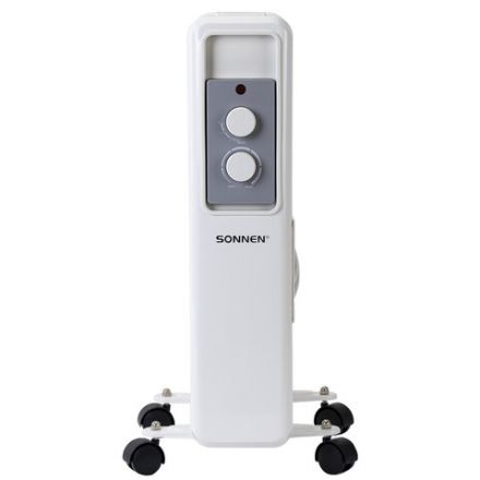 Обогреватель масляный SONNEN DFS-7E, 7 секций, 1500 Вт, 3 режима, механическое управление, белый, 457779