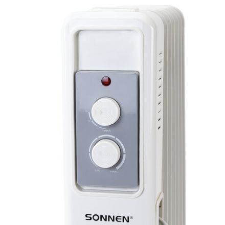 Обогреватель масляный SONNEN DFS-7E, 7 секций, 1500 Вт, 3 режима, механическое управление, белый, 457779