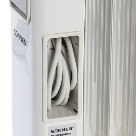 Обогреватель масляный SONNEN DFS-7E, 7 секций, 1500 Вт, 3 режима, механическое управление, белый, 457779