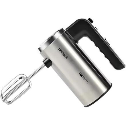 Миксер TIMBERK T-HM40S49, 550 Вт, 5 скоростей, 2 венчика, 2 крюка для теста, подставка, стальной Миксер TIMBERK T-HM40S49, 550 Вт, 5 скоростей, 2 венчика, 2 крюка для теста, подставка, стальной