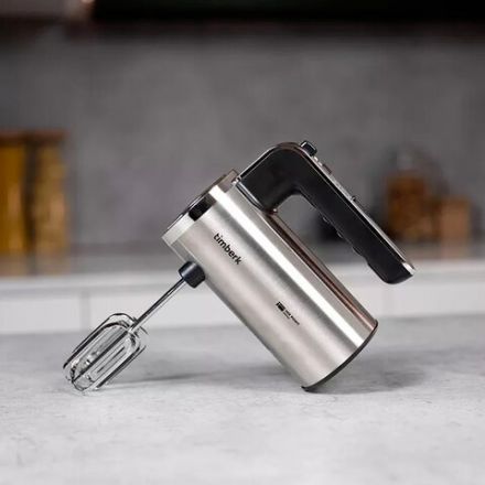 Миксер TIMBERK T-HM40S49, 550 Вт, 5 скоростей, 2 венчика, 2 крюка для теста, подставка, стальной Миксер TIMBERK T-HM40S49, 550 Вт, 5 скоростей, 2 венчика, 2 крюка для теста, подставка, стальной