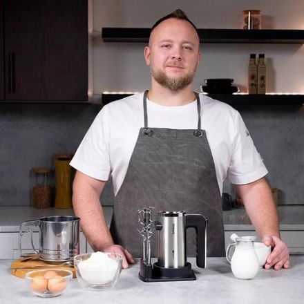 Миксер TIMBERK T-HM40S49, 550 Вт, 5 скоростей, 2 венчика, 2 крюка для теста, подставка, стальной Миксер TIMBERK T-HM40S49, 550 Вт, 5 скоростей, 2 венчика, 2 крюка для теста, подставка, стальной