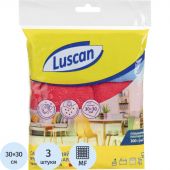 Салфетки хозяйственные Luscan микрофибра 300г 30х30см 3шт/уп син/крас/желт