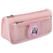 Пенал мягкий ЮНЛАНДИЯ, 2 отделения, полиэстер, "Kitty", розовый, 21х6х9 см, 270261