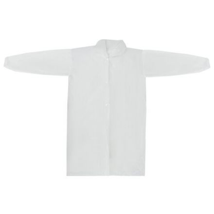 Халат одноразовый белый на кнопках КОМПЛЕКТ 10 шт., XL, 52-54 размер, 110 см, рукав на резинке, 20 г/м2, СНАБЛАЙН