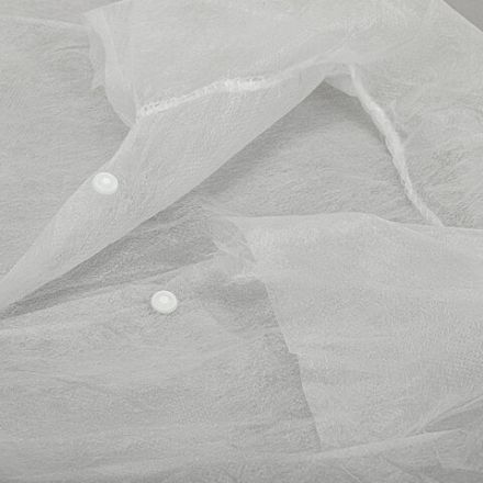 Халат одноразовый белый на кнопках КОМПЛЕКТ 10 шт., XL, 52-54 размер, 110 см, рукав на резинке, 20 г/м2, СНАБЛАЙН