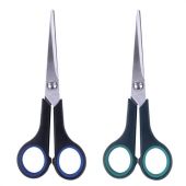 Ножницы BRAUBERG "Soft Grip", 165 мм, черно-синие, резиновые вставки, 3-х сторонняя заточка, 230761