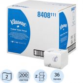 Бумага туалетная листовая Kimberly Clark Kleenex 2-слойная 36 пачек по 200 листов (артикул производителя 8408)