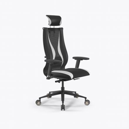 Кресло SynchroSit 10 B2-170D - T+UMF(SY271)+Extra /Kb38/Wh09/D03P/H13mL-Pf-2D(M24.B11.G19.W31) Черн-Белый